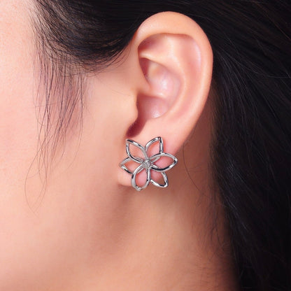 24K Gold Filled Open Floral Flower Stud Earrings in Gold &amp; Silver | V-303 V-311