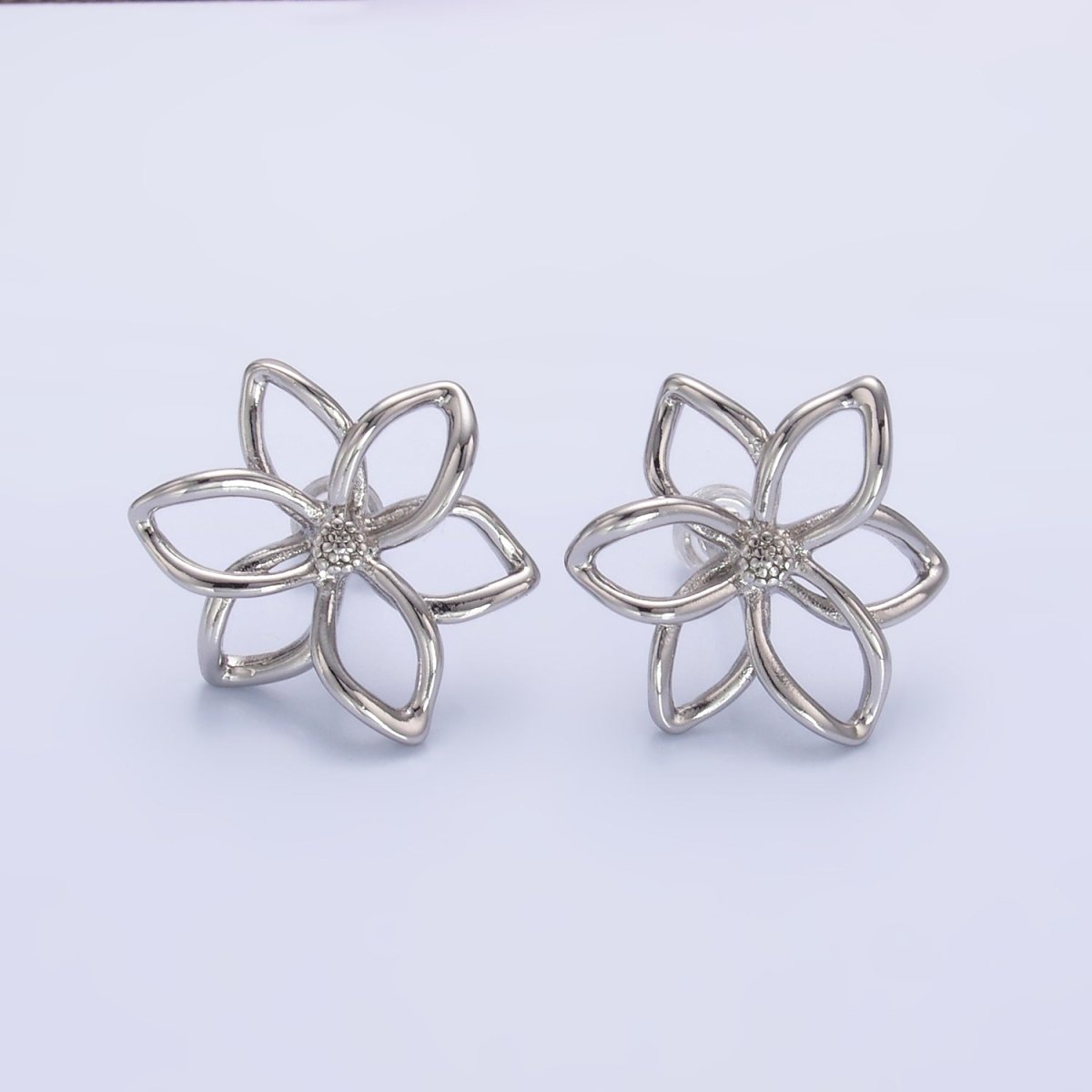 24K Gold Filled Open Floral Flower Stud Earrings in Gold &amp; Silver | V-303 V-311