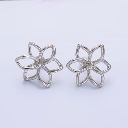 24K Gold Filled Open Floral Flower Stud Earrings in Gold &amp; Silver | V-303 V-311