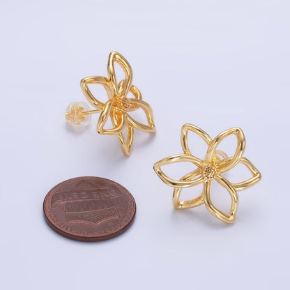 24K Gold Filled Open Floral Flower Stud Earrings in Gold &amp; Silver | V-303 V-311