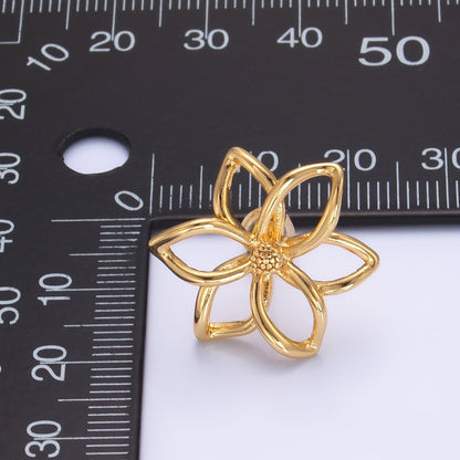 24K Gold Filled Open Floral Flower Stud Earrings in Gold &amp; Silver | V-303 V-311