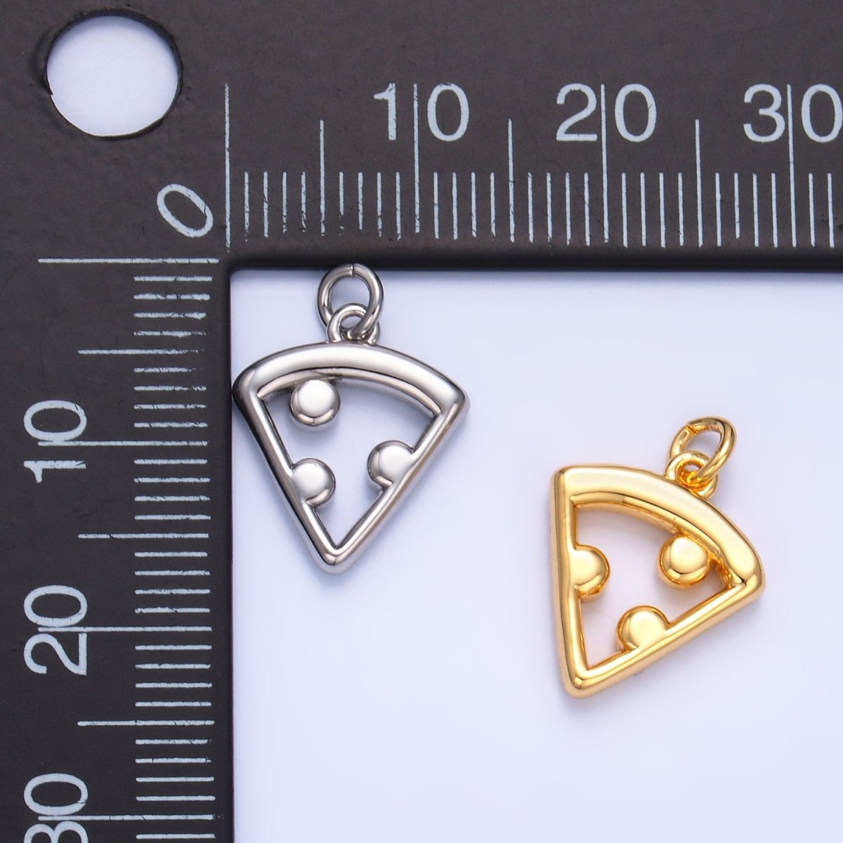 24K Gold Filled Open Italian Pizza Charm in Gold &amp; Silver | W219