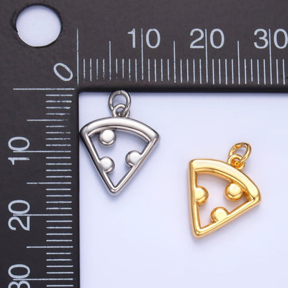 24K Gold Filled Open Italian Pizza Charm in Gold &amp; Silver | W219
