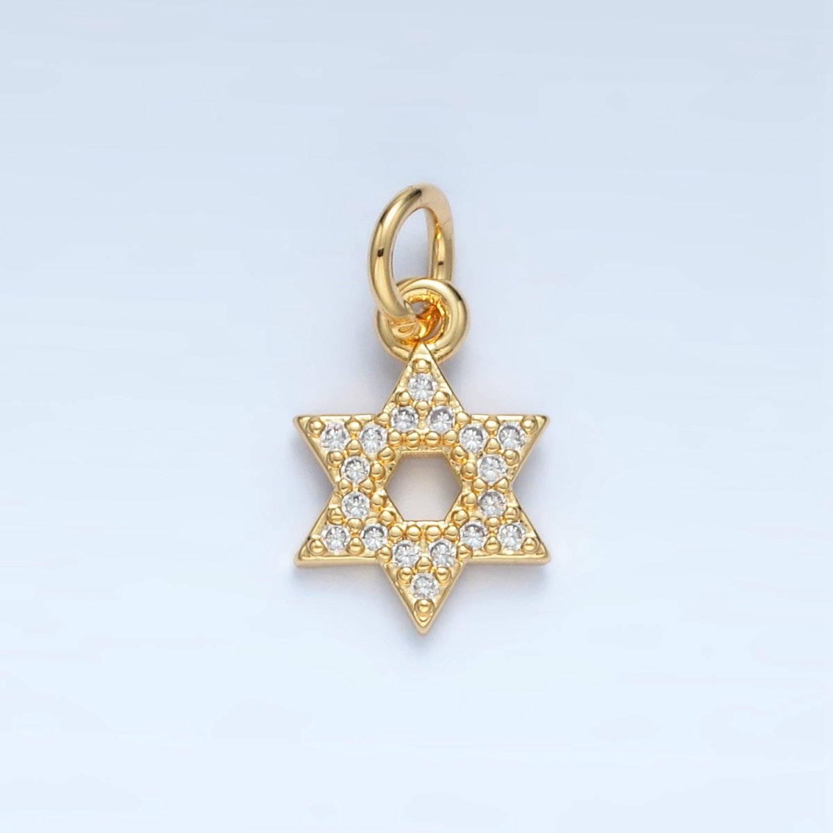 24K Gold Filled 12mm Open Micro Paved CZ Jewish Star of David Charm in Gold &amp; Silver | E916