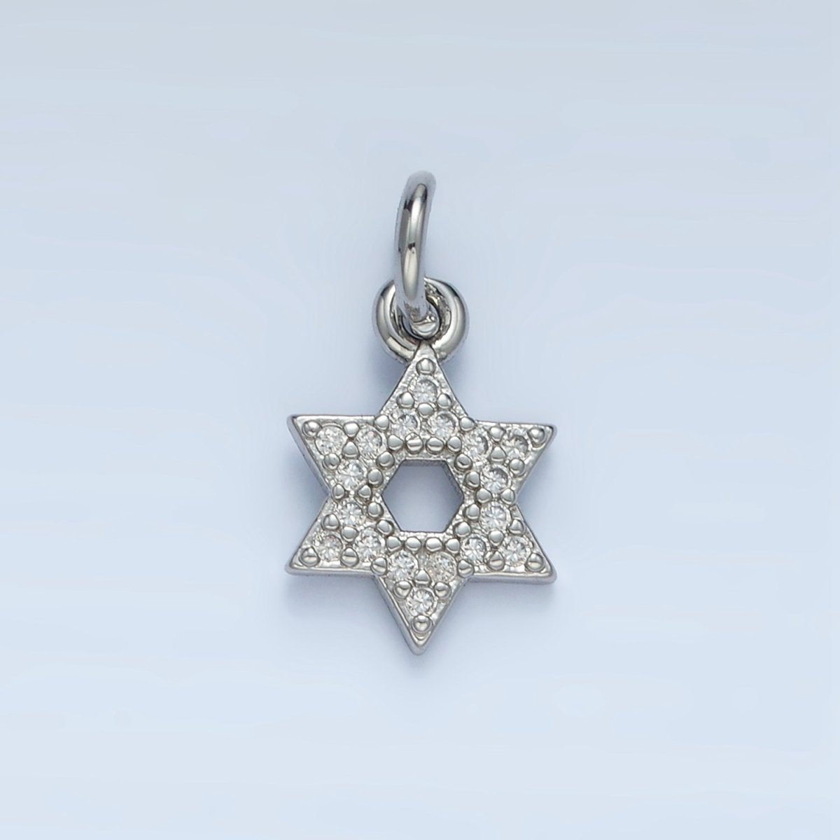 24K Gold Filled 12mm Open Micro Paved CZ Jewish Star of David Charm in Gold &amp; Silver | E916