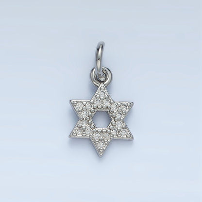 24K Gold Filled 12mm Open Micro Paved CZ Jewish Star of David Charm in Gold &amp; Silver | E916