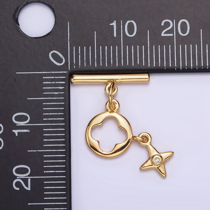 24K Gold Filled Open Quatrefoil Star Drop OT Toggle Clasps Closure Jewelry Making Supply | Z-446