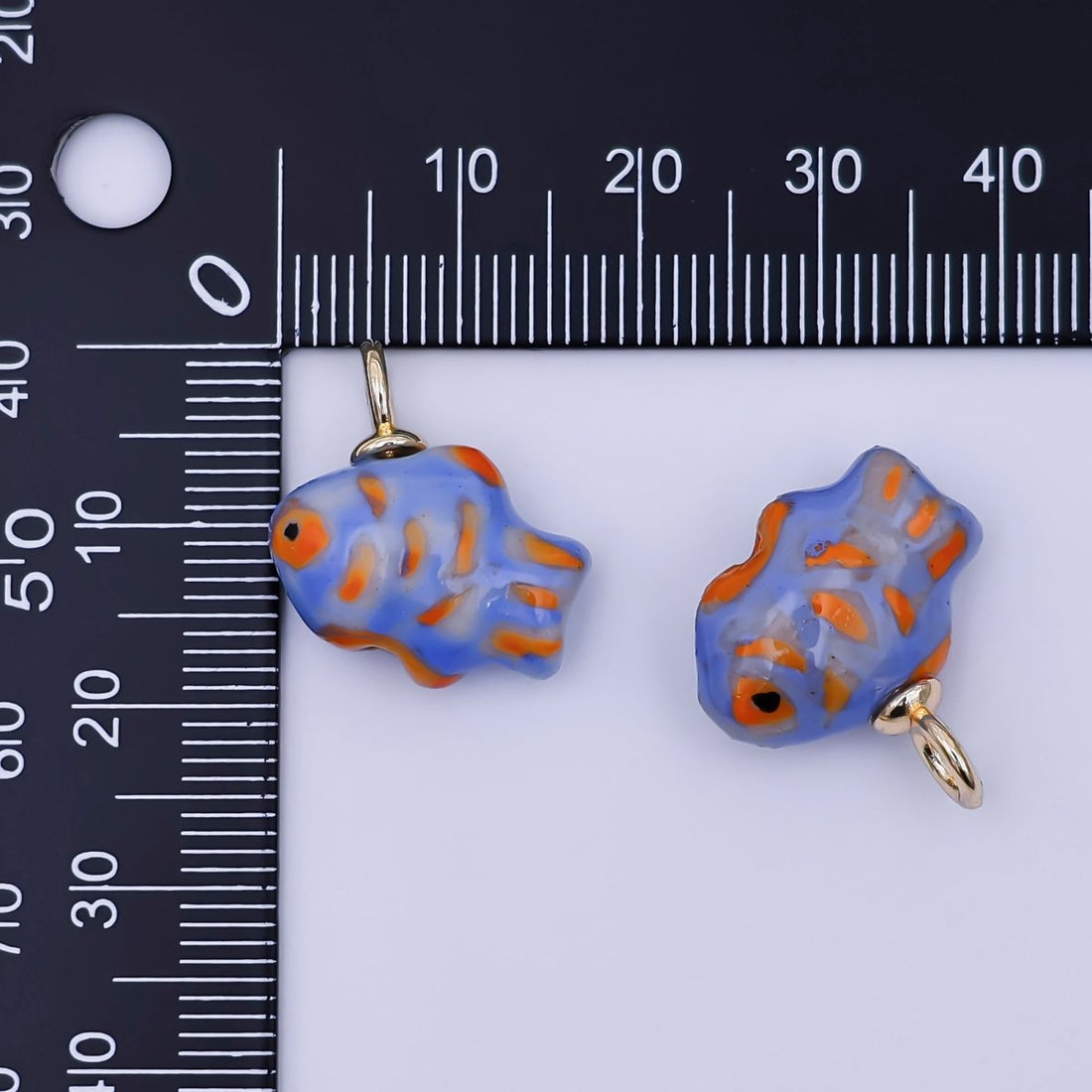 24K Gold Filled Orange Blue Clownfish Ceramic Drop Pendant | N145