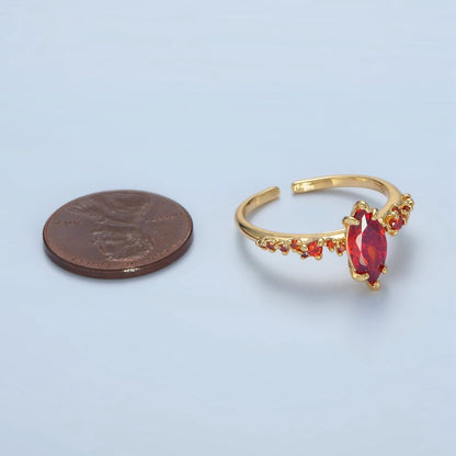 24K Gold Filled Orange Marquise CZ Solitaire Ring | O1408