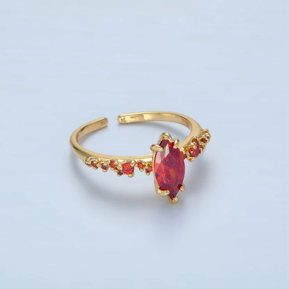 24K Gold Filled Orange Marquise CZ Solitaire Ring | O1408