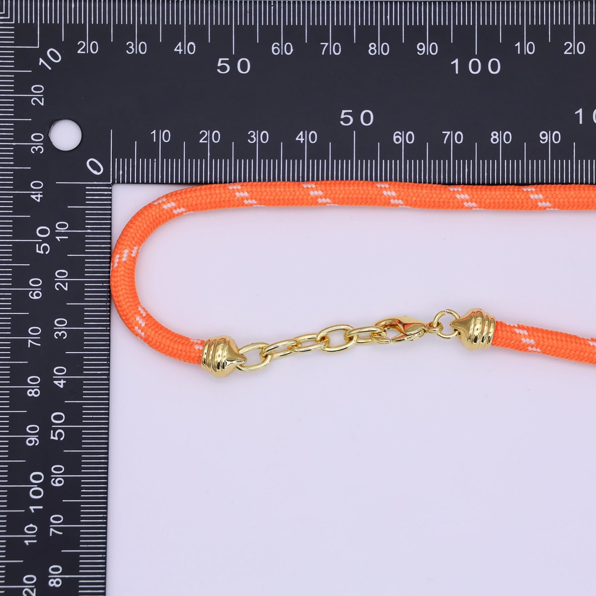 24K Gold Filled Orange Summer Fall Paracord Cord Necklace | WA-3825