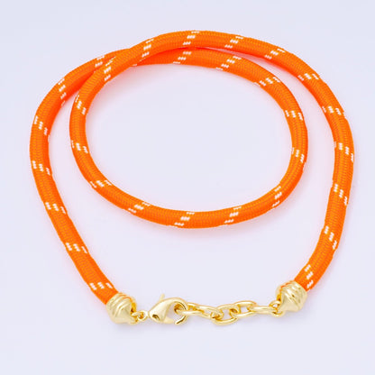 24K Gold Filled Orange Summer Fall Paracord Cord Necklace | WA-3825