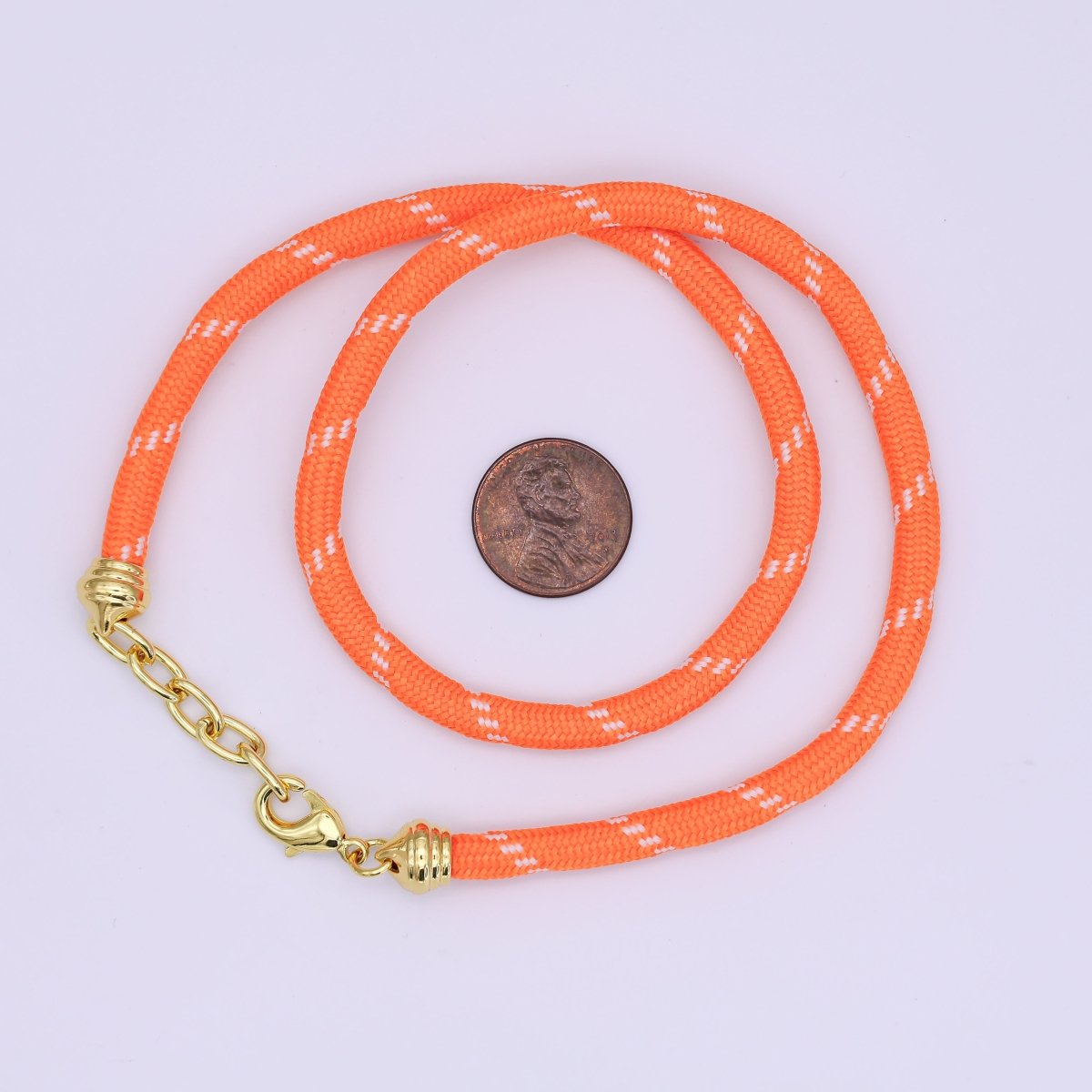 24K Gold Filled Orange Summer Fall Paracord Cord Necklace | WA-3825