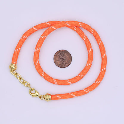 24K Gold Filled Orange Summer Fall Paracord Cord Necklace | WA-3825