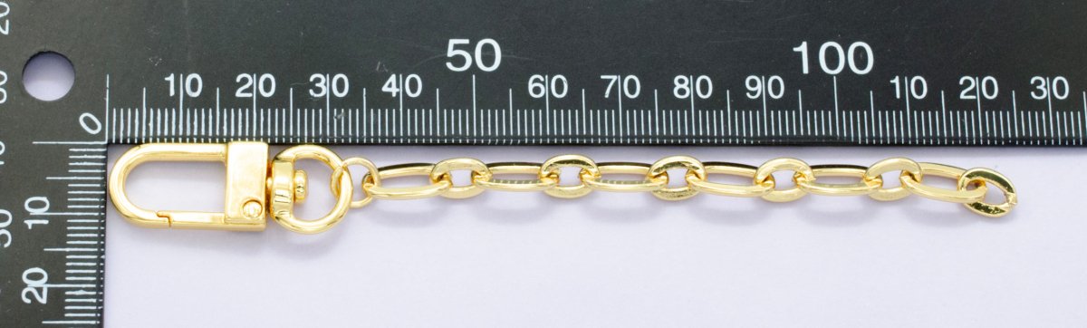 24K Gold Filled Oval Cable Chain Bag Purse Charm Keychain Findings | WA-2894