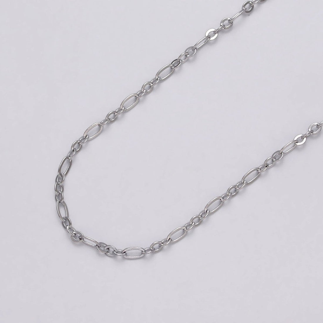 24K Gold Filled Oval Cable Link Figaro Long and Short Fancy Unfinished Chain By Yard in Gold &amp; Silver | ROLL-1057, ROLL-1083