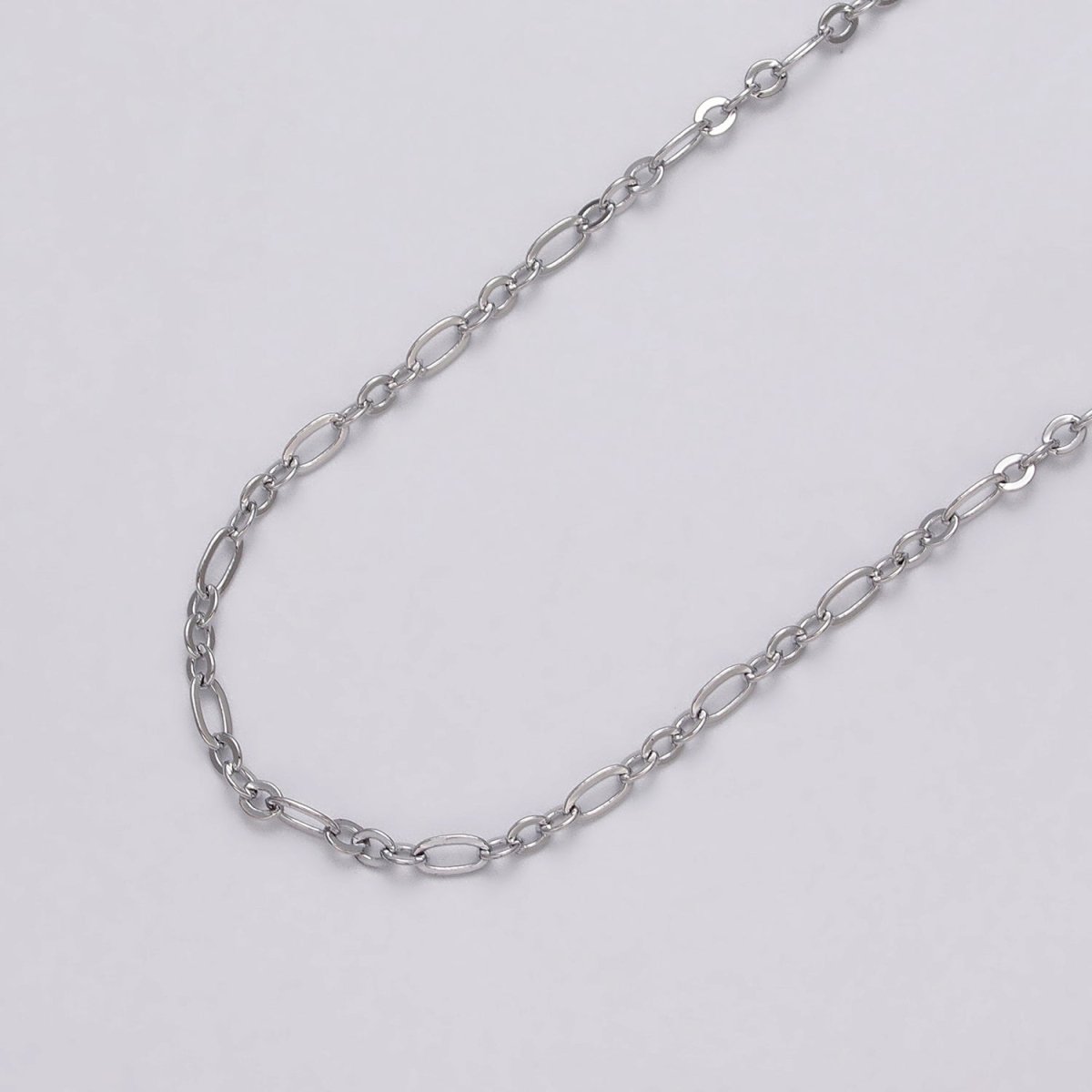 24K Gold Filled Oval Cable Link Figaro Long and Short Fancy Unfinished Chain By Yard in Gold &amp; Silver | ROLL-1057, ROLL-1083