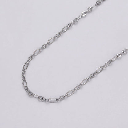 24K Gold Filled Oval Cable Link Figaro Long and Short Fancy Unfinished Chain By Yard in Gold &amp; Silver | ROLL-1057, ROLL-1083