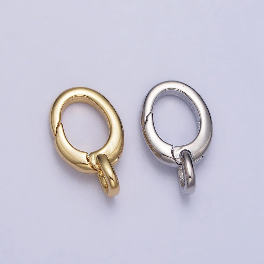 24K Gold Filled Oval Push Triggerless Clasps Jewelry Closure Supply in Gold &amp; Silver | Z-123 Z-124