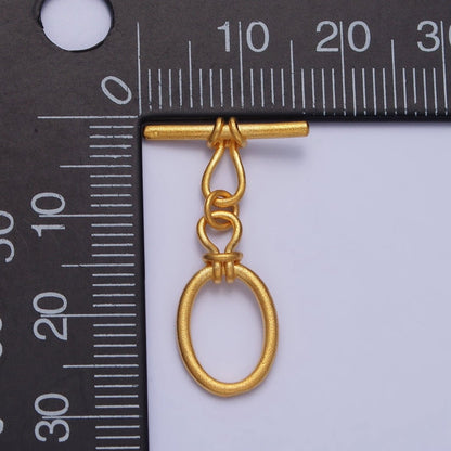 24K Gold Filled Oval Tie Knot Matte Gold Toggle Clasps Closure Supply | Z-090