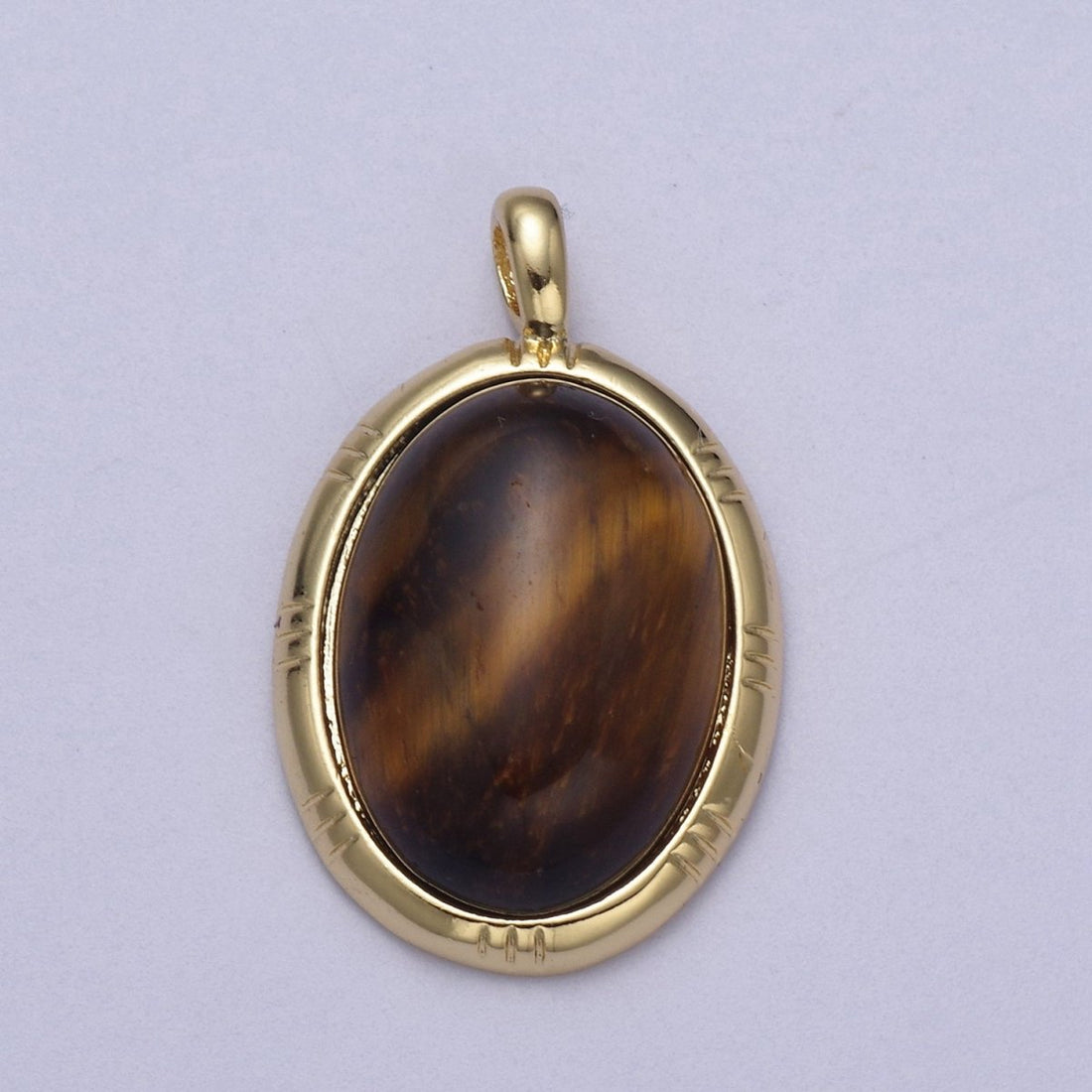 24K Gold Filled Oval Tiger Eye, Dark Green Aventurine, Carnelian Natural Healing Gemstone Pendant H-332 - H-334