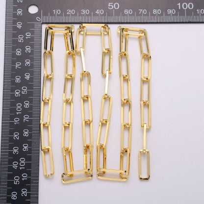 OS 24K Gold Filled PAPER CLIP Chain By The Yard, 7X20mm Unfinished Chain For Necklace, Bracelet Component | ROLL-292 Clearance Pricing