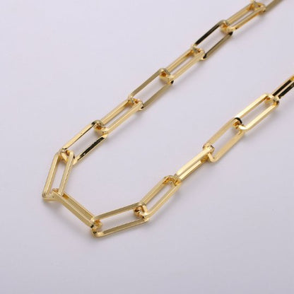 OS 24K Gold Filled PAPER CLIP Chain By The Yard, 7X20mm Unfinished Chain For Necklace, Bracelet Component | ROLL-292 Clearance Pricing