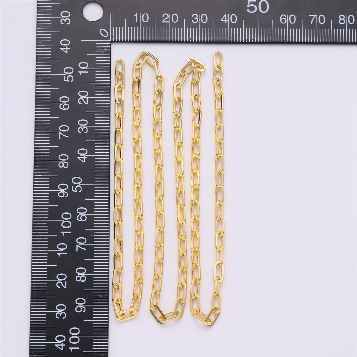 24K Gold Filled PAPER CLIP Chain, Elongated Rectangle Oval Chain, 3mm x 7mm Chain by Yard, Unfinished Chain for DIY Jewelry Supply | ROLL-121, ROLL-122, ROLL-123, ROLL-124