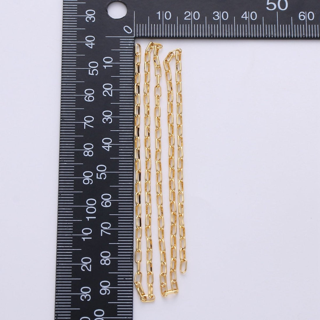 24K Gold Filled Paper Clip Chain, Elongated Rectangle Oval Paper Clip Chain, 3mm Chain By Yard, Unfinished Chain For DIY, Jewelry Supply Component | ROLL-228