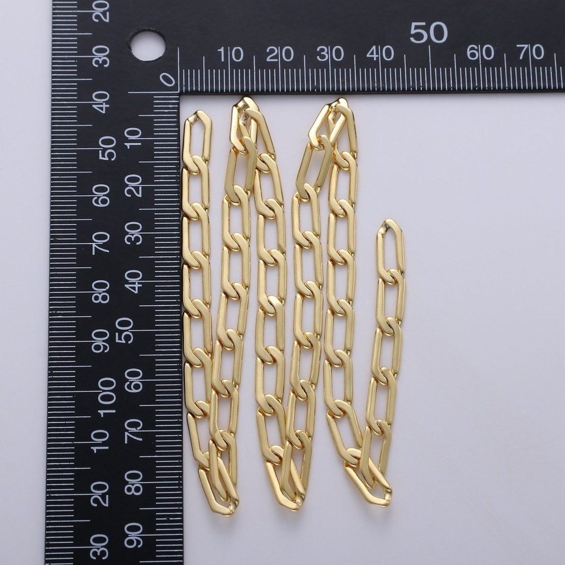 24K Gold Filled Paper Clip Curb Chain Necklace 1 yard 12x4mm, Paper Clip Gold Chain, Long Link unfinished | ROLL-238
