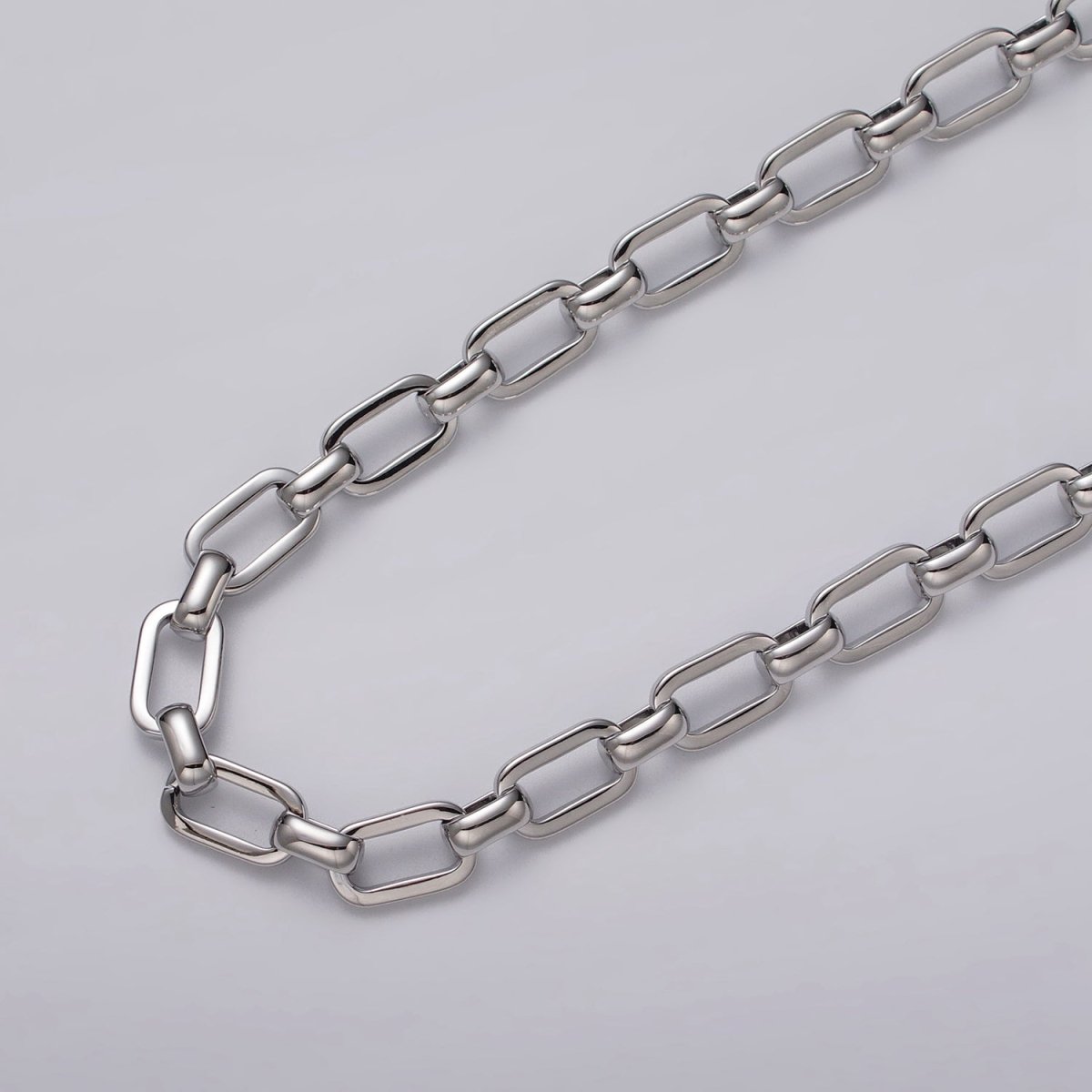 24k Gold Filled PaperClip Wide Link Unfinished 7mm Chain by Yard in Gold &amp; Silver | ROLL-1109 ROLL-1198 Clearance Pricing