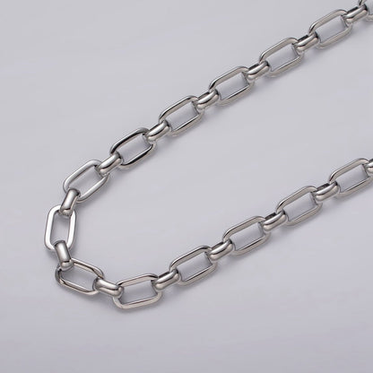 24k Gold Filled PaperClip Wide Link Unfinished 7mm Chain by Yard in Gold &amp; Silver | ROLL-1109 ROLL-1198 Clearance Pricing