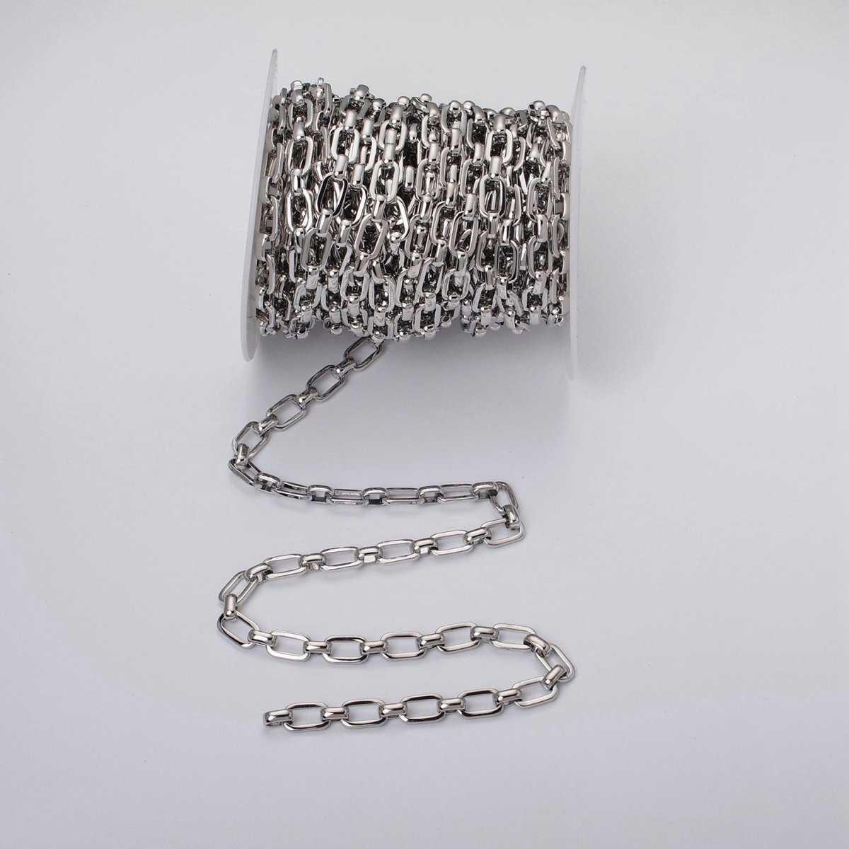 24k Gold Filled PaperClip Wide Link Unfinished 7mm Chain by Yard in Gold &amp; Silver | ROLL-1109 ROLL-1198 Clearance Pricing