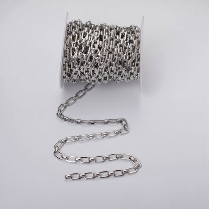 24k Gold Filled PaperClip Wide Link Unfinished 7mm Chain by Yard in Gold &amp; Silver | ROLL-1109 ROLL-1198 Clearance Pricing