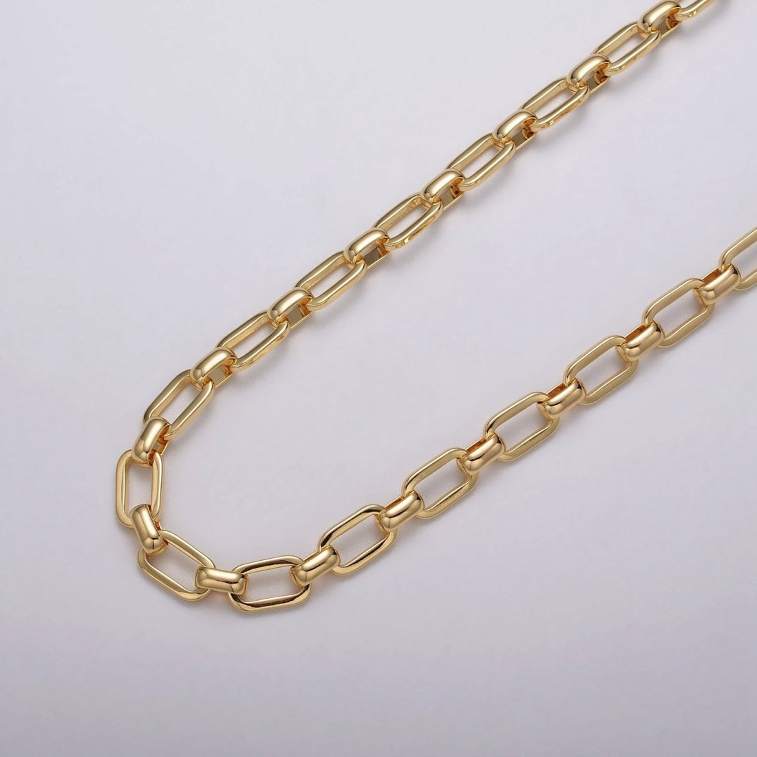 24k Gold Filled PaperClip Wide Link Unfinished 7mm Chain by Yard in Gold &amp; Silver | ROLL-1109 ROLL-1198 Clearance Pricing