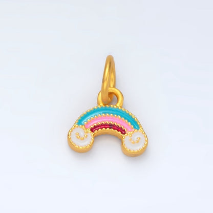 24K Gold Filled Mini Rainbow Cloudy Weather Enamel Charm | M156