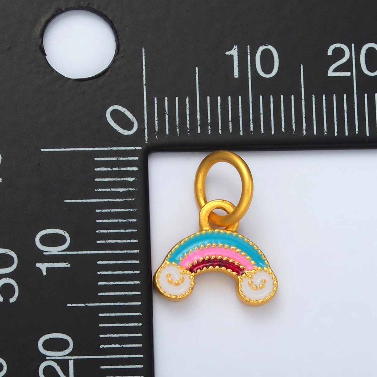 24K Gold Filled Mini Rainbow Cloudy Weather Enamel Charm | M156