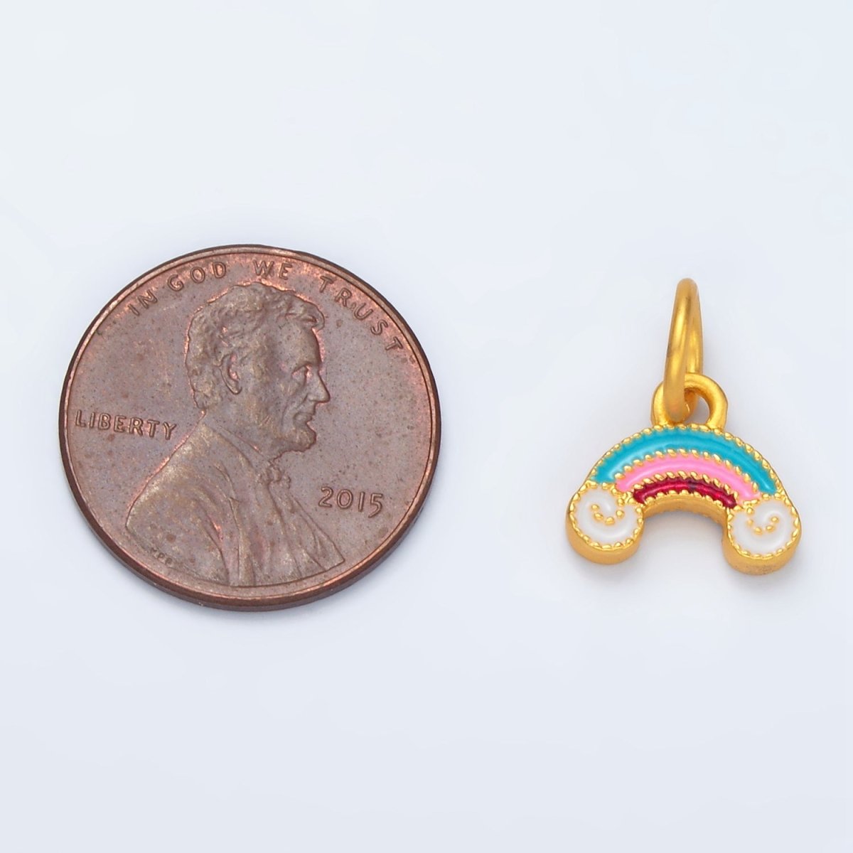 24K Gold Filled Mini Rainbow Cloudy Weather Enamel Charm | M156