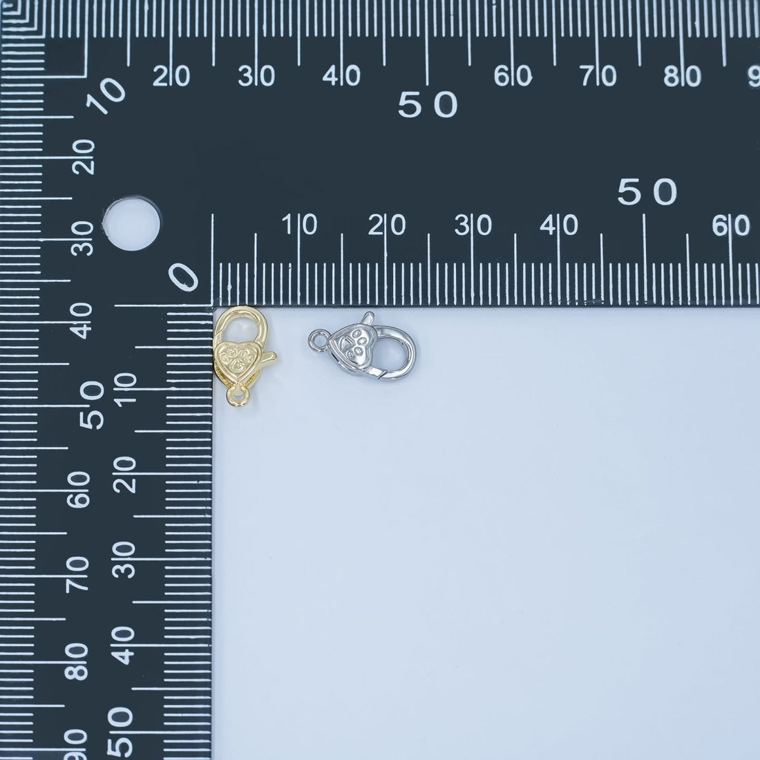 24K Gold Filled Paw Print Heart Lobster Claw Clasp Closure Finding in Gold &amp; Silver | Z1140