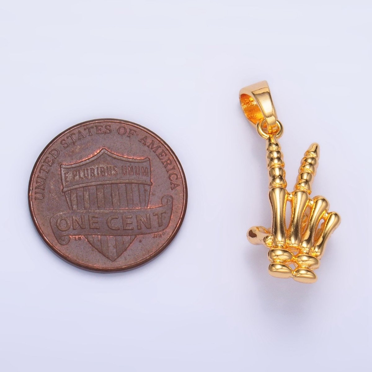 24K Gold Filled 21.5mm Peace Sign Hand Gesture Skeleton Multidimensional Pendant in Gold &amp; Silver | AA1001
