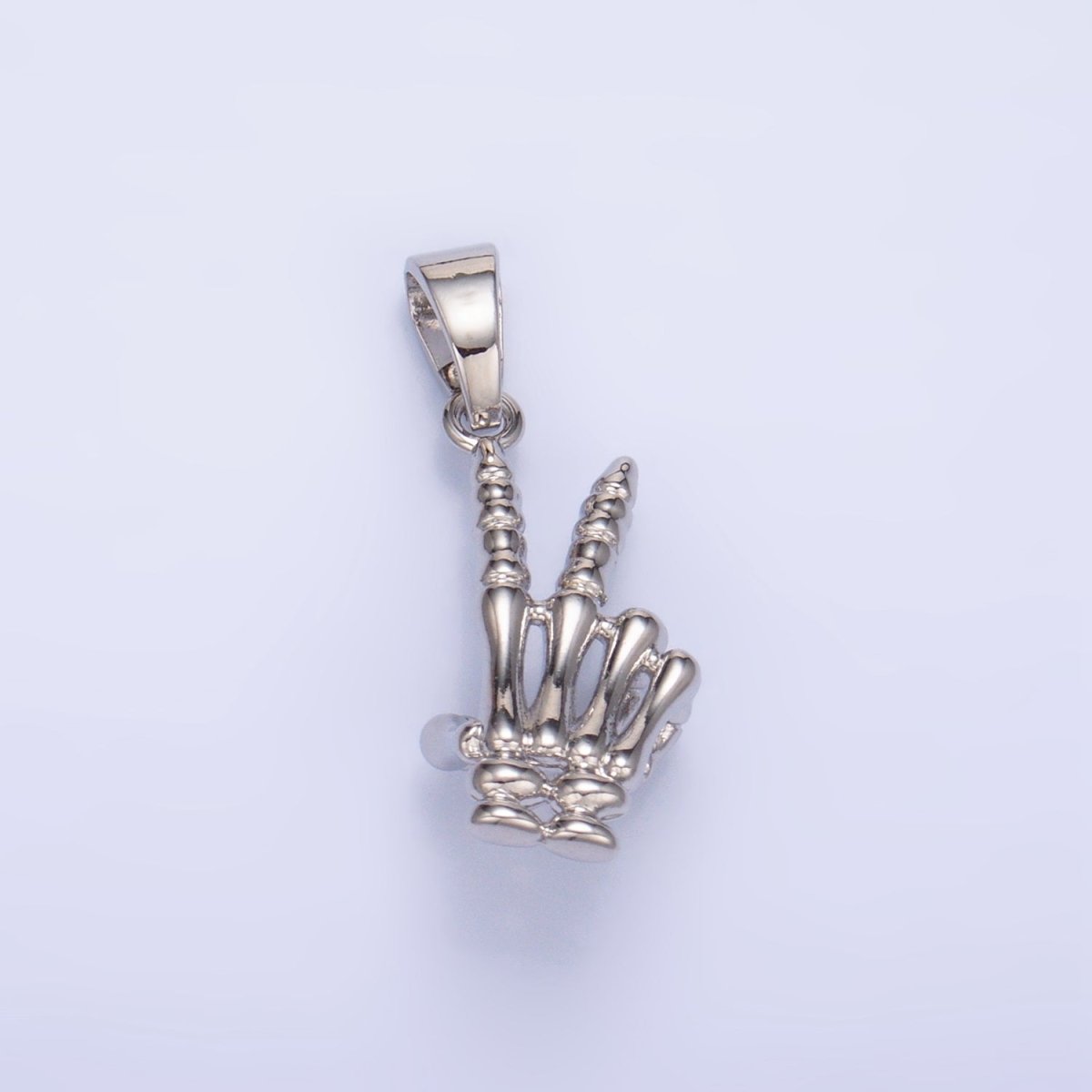 24K Gold Filled 21.5mm Peace Sign Hand Gesture Skeleton Multidimensional Pendant in Gold &amp; Silver | AA1001