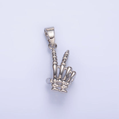 24K Gold Filled 21.5mm Peace Sign Hand Gesture Skeleton Multidimensional Pendant in Gold &amp; Silver | AA1001