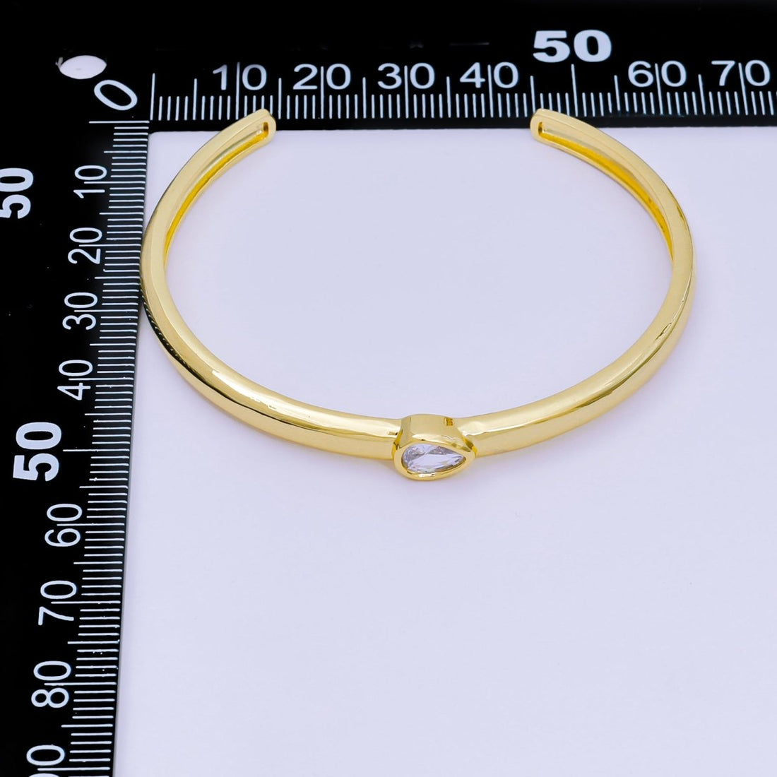 24K Gold Filled Pear CZ Minimalist Teardrop Bangle Cuff Bracelet in Gold &amp; Silver | WA-3095 - WA-3096