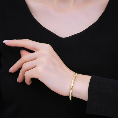 24K Gold Filled Pear CZ Minimalist Teardrop Bangle Cuff Bracelet in Gold &amp; Silver | WA-3095 - WA-3096