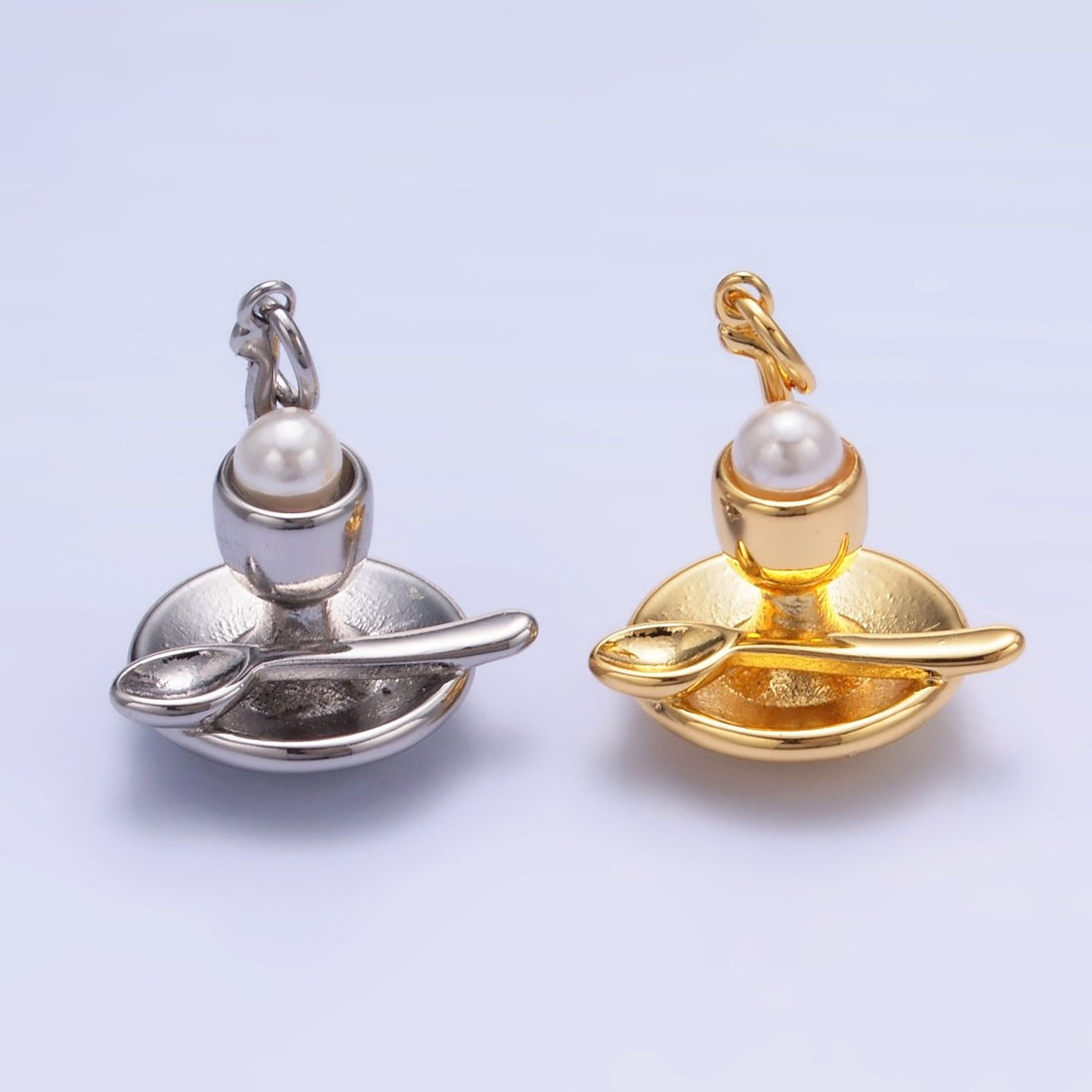 24K Gold Filled Pearl Ice Cream Sundae Dessert Food Charm in Gold &amp; Silver | W427