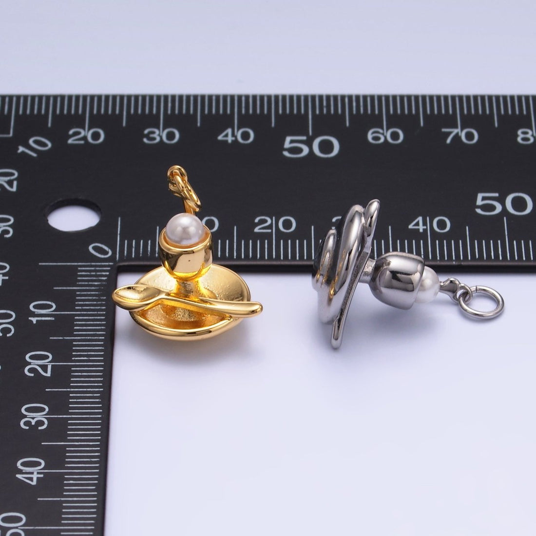 24K Gold Filled Pearl Ice Cream Sundae Dessert Food Charm in Gold &amp; Silver | W427