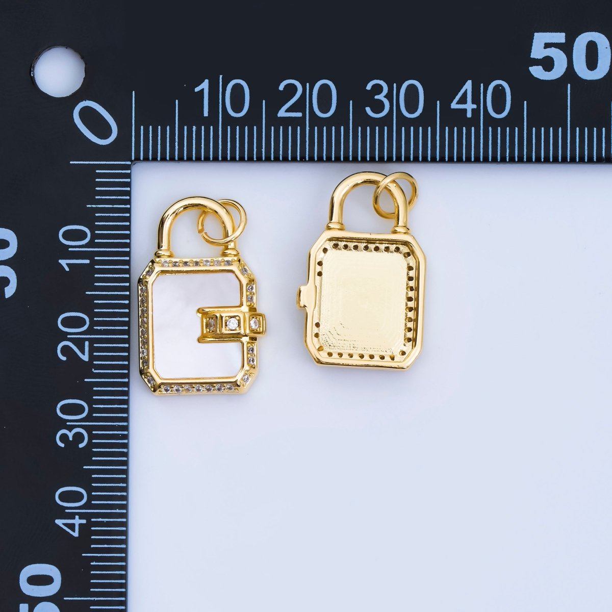 24K Gold Filled Pearl, Malachite Padlock Charm Micro Pave Cz Lock Pendant | AJ414