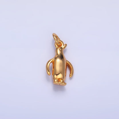 24K Gold Filled Penguin Bird Wildlife Animal 3D Multidimensional Charm | W389