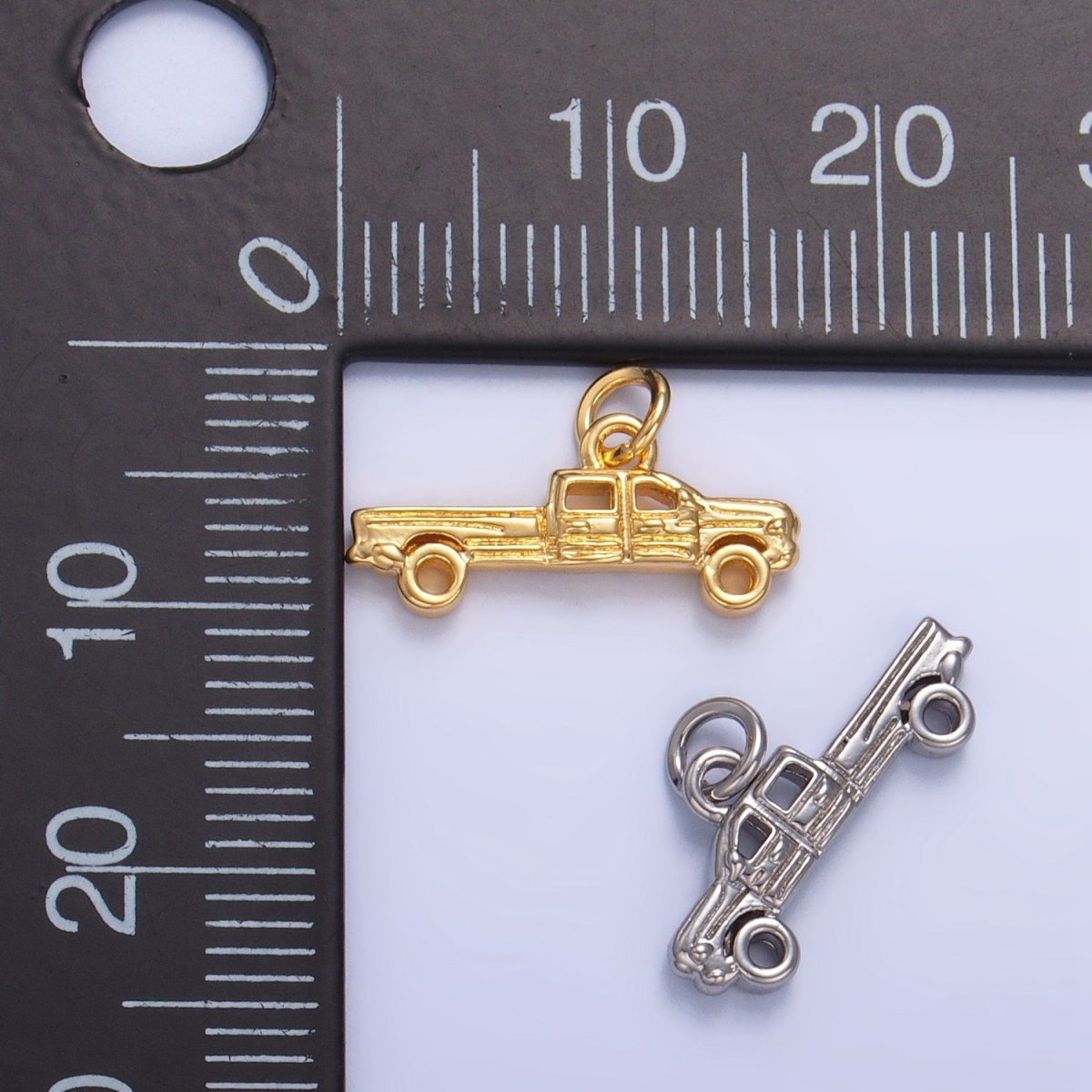 24K Gold Filled Pick Up Truck Vehicle Multidimensional Charm in Gold &amp; Silver | W077