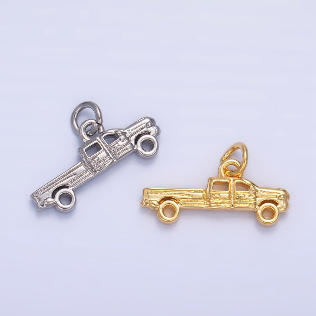 24K Gold Filled Pick Up Truck Vehicle Multidimensional Charm in Gold &amp; Silver | W077